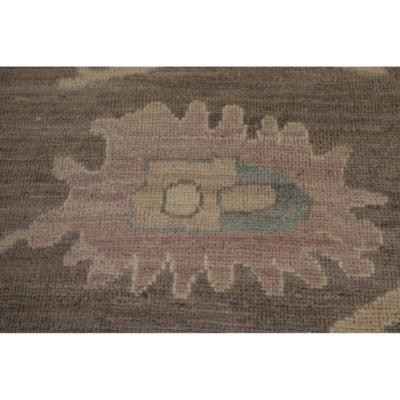 Vegetable Dye Oushak Turkish Floral Area Rug Handmade Wool Carpet - 9'6"x 11'8"