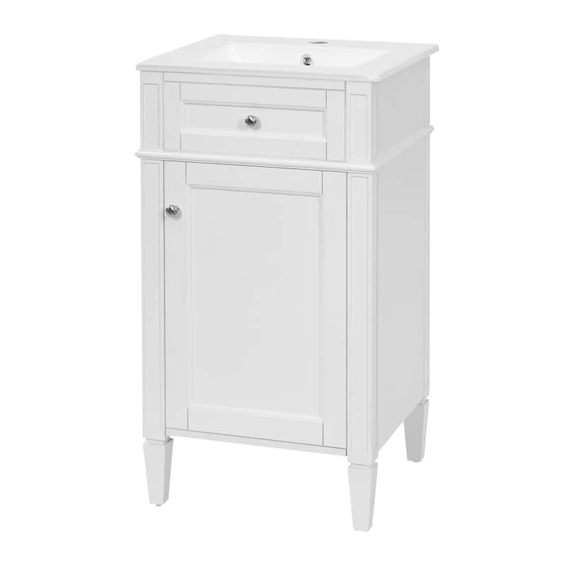 18" French Style Bathroom Vanity with Ceramic Sink, Freestanding Single Vanity Cabinet