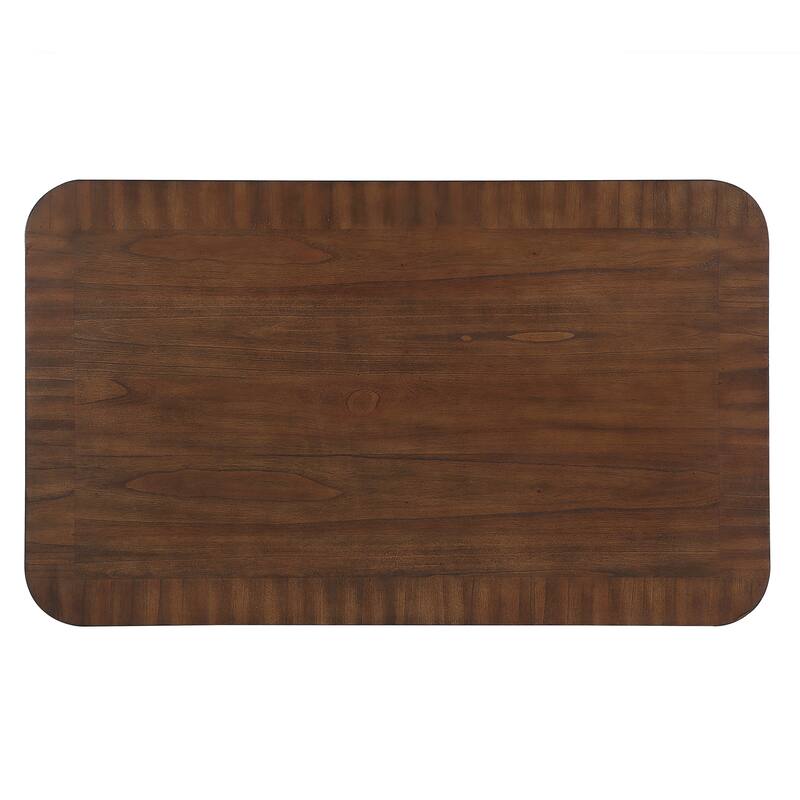 Rectangular Wooden Coffee Table Wooden Center Coffee Table with Open Storage Shelf Solid Wood Legs for Living Room