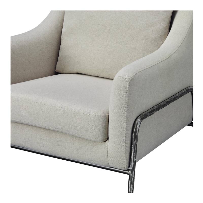 NADAAL STUDIOS Riley, Accent Chair Cotton Linen Blend, Light Grey