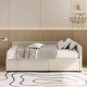 preview thumbnail 3 of 14, Twin Upholstered Platform Bed with Plush Headboard, L-Shaped Design