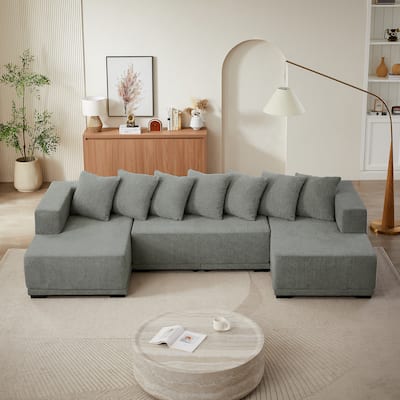128" Chenille U-Shaped Sectional Sofa with Cloud Comfort (Modular)