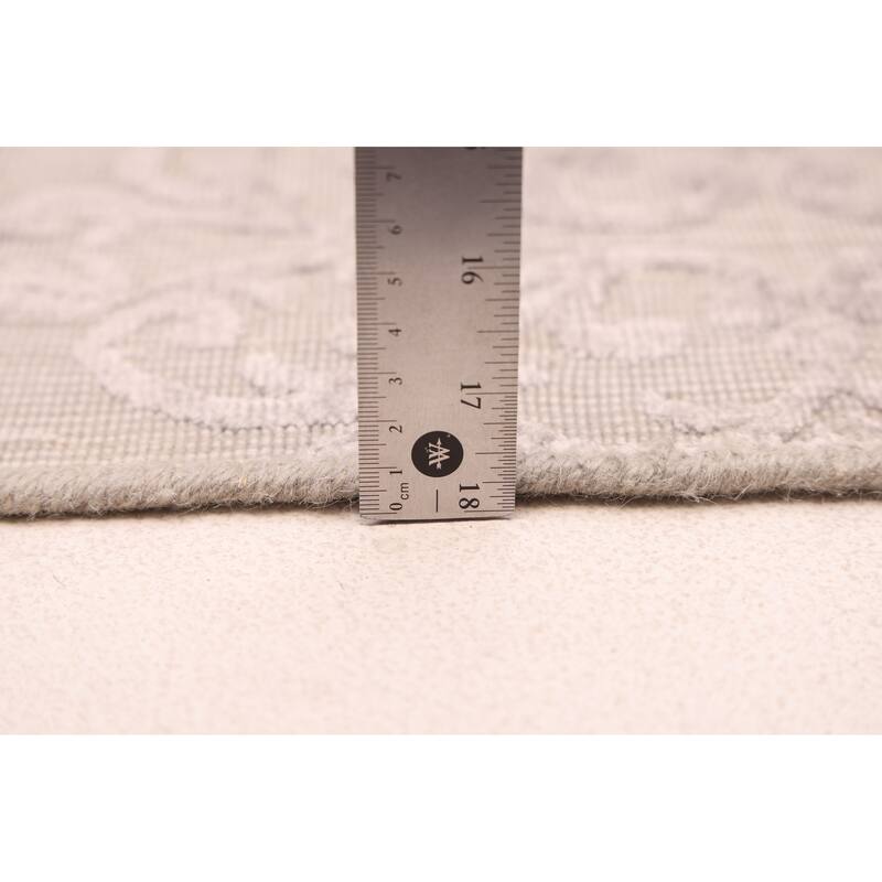 ECARPETGALLERY Hand Loomed Elysian Grey Viscose, Wool Rug - 5'0 x 7'11