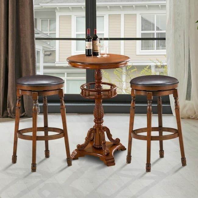 Set of 2 29" Swivel Leather Padded Dining Bar Stool - 16.5" x 16.5" x 29"(L x W x H)
