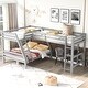 preview thumbnail 1 of 16, Modern L-Shaped Wooden Twin Size Loft Bed and Twin over Full Bunk Bed with Built-in Desk,Easy Assembly Grey