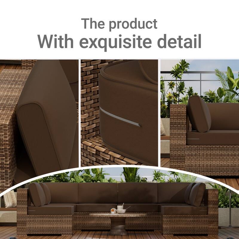 14-Piece Patio Furniture Sofa Cushions, 6-Seater Outdoor Cushion Set (Only Include Cusions，Not Sofa） - 25.6*25.6*4in
