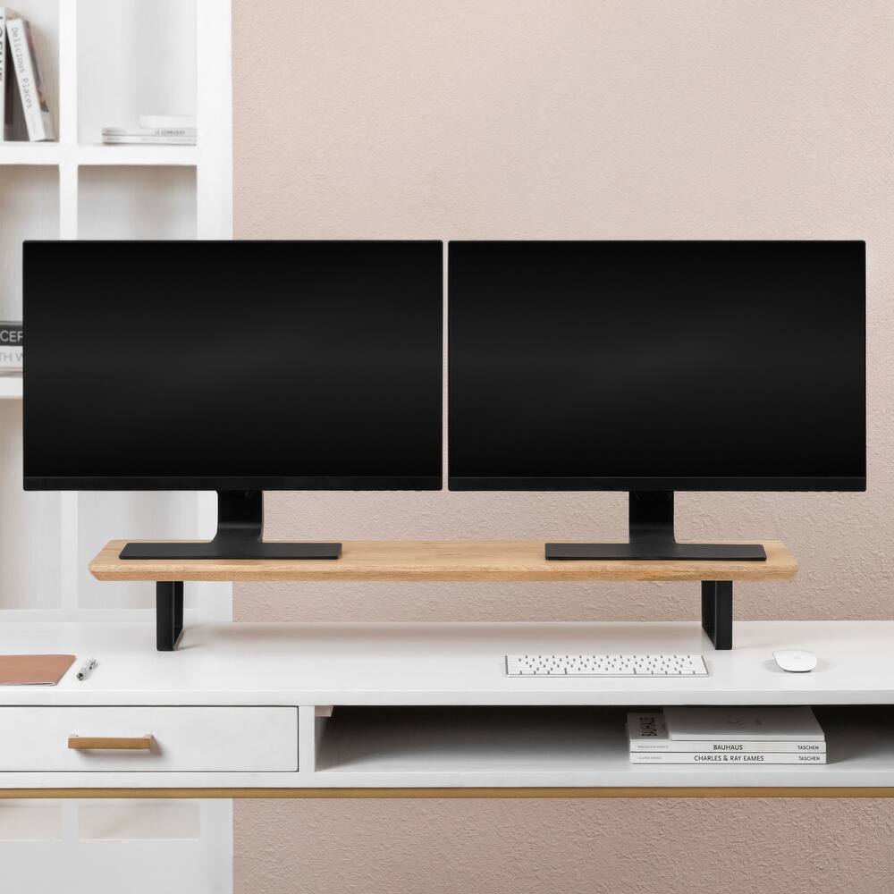 Jani Wood Monitor Stand Riser Desk - Ergonomic Design Stand, Desktop Organizer Table for Home, Office Workspace, Gaming Desk