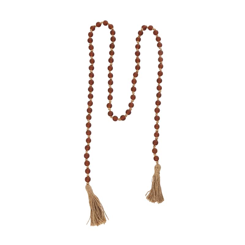 Glass Handmade Round Long Beaded Garland with Tassel with Knotted Brown Jute