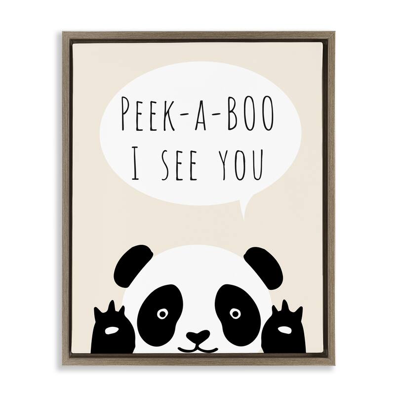 Stupell Peek-a-Boo Panda Bear Framed Floater Canvas Wall Art Design By Chen Alyesh - 25 x 31 - Brown