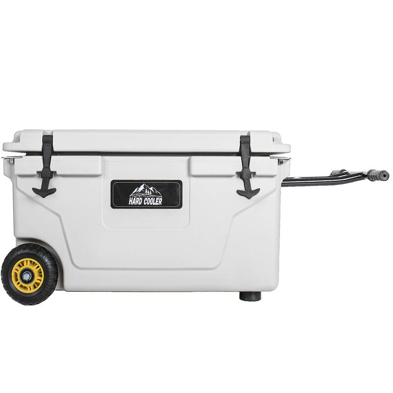65 Quart Khaki Cooler, Ultra-Tough Hard Shell Ice Chest, Heavy-Duty Insulated Portable Cooler with 6-Day Ice Retention