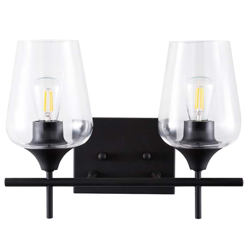 CO-Z Matte Black Vanity Light Sconce w Clear Glass Shade