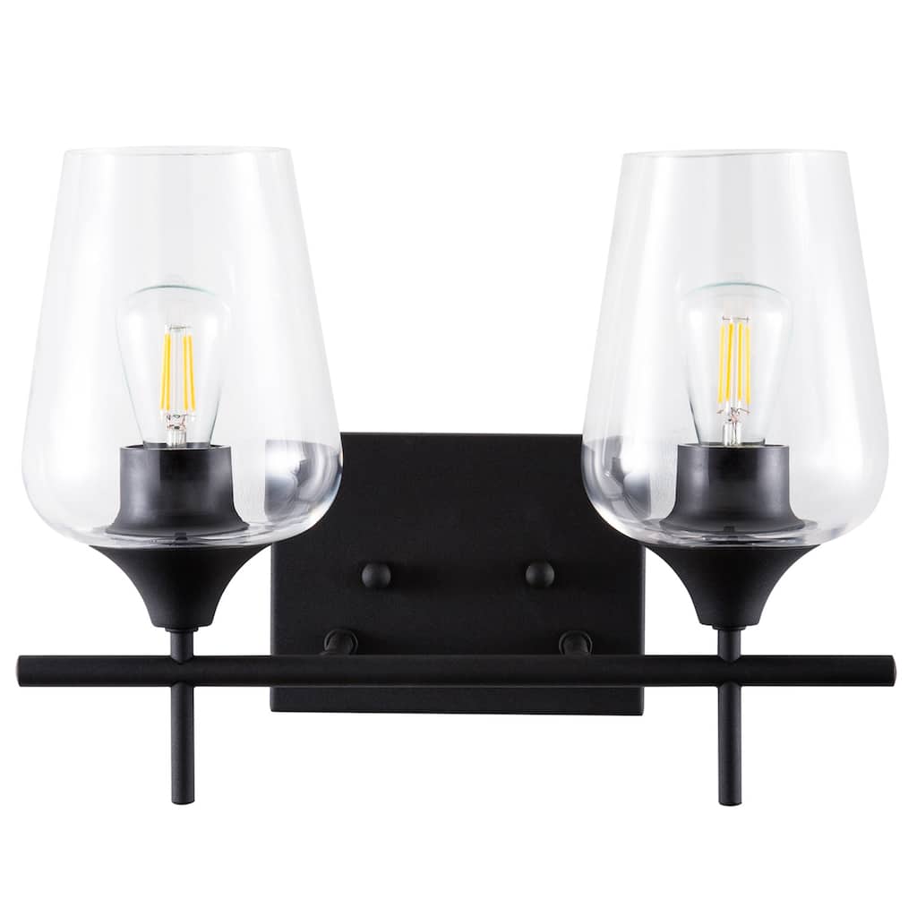 CO-Z Matte Black Vanity Light Sconce w Clear Glass Shade