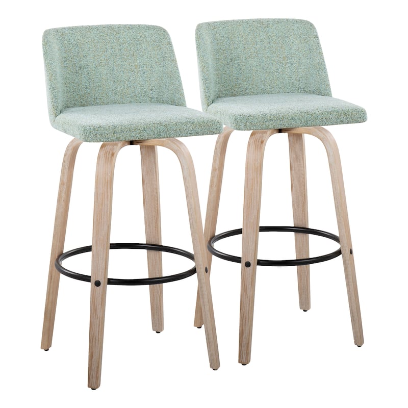 The Gray Barn Vallberga 30" Fixed-Height Bar Stool with White Washed Wood Base (Set of 2)