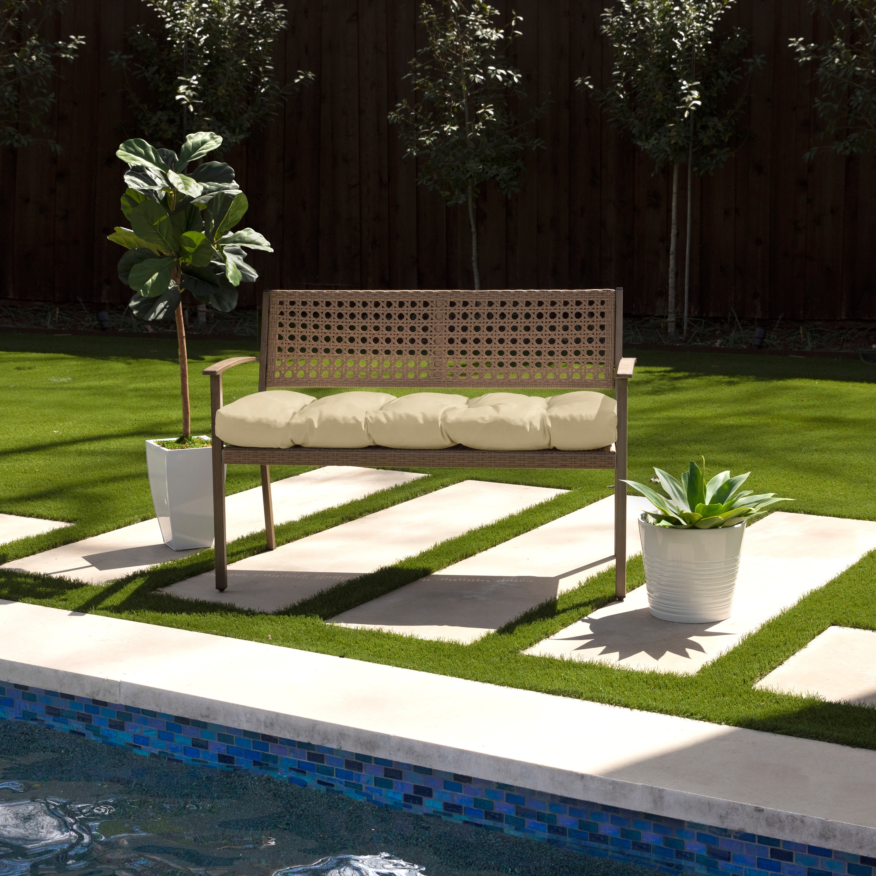 Sorra Home Sunbrella Canvas Indoor/Outdoor Tufted Bench Cushion