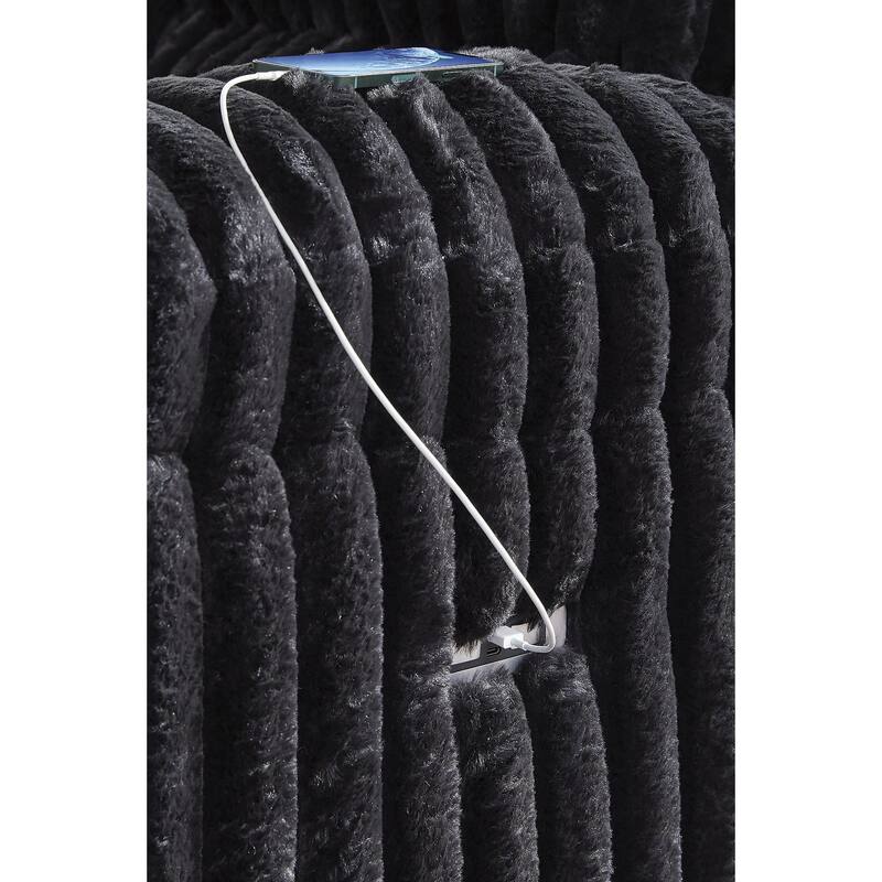 Signature Design by Ashley Higgesbee Black Power Reclining Sofa with Drop Down Table - 91"W x 44"D x 48"H