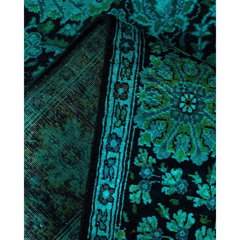 Overton Hand Knotted Wool Vintage Inspired Modern Contemporary Overdyed Black Area Rug - 4' 1" x 6' 1"