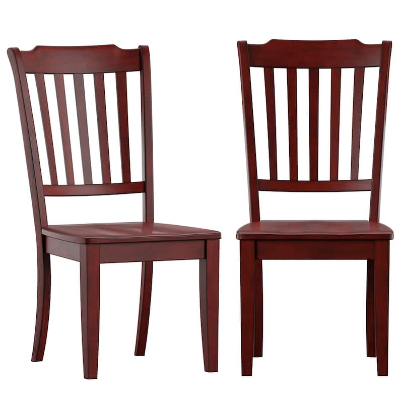 Ronda Slat Back Wood Dining Chairs (Set of 2) - Red
