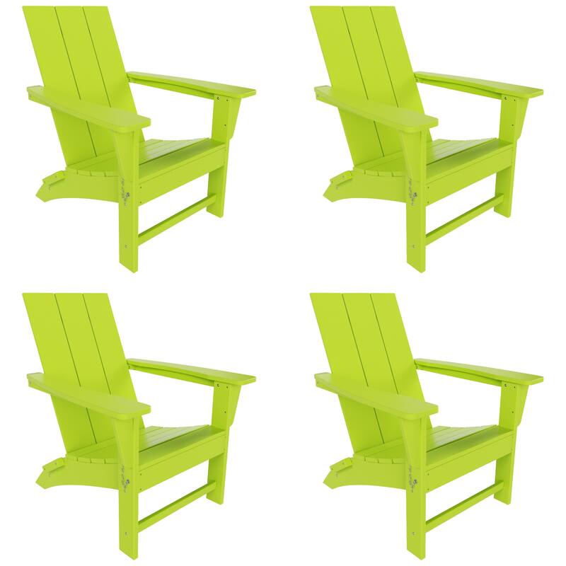Polytrends Shoreside Modern Poly Folding Eco-Friendly All Weather Adirondack Chair (Set of 4)