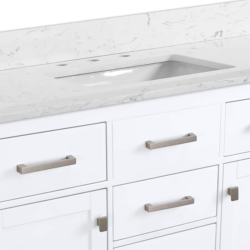 PROOX Freestanding Bathroom Vanity Engineer Stone with Ceramic Rectangular Sink