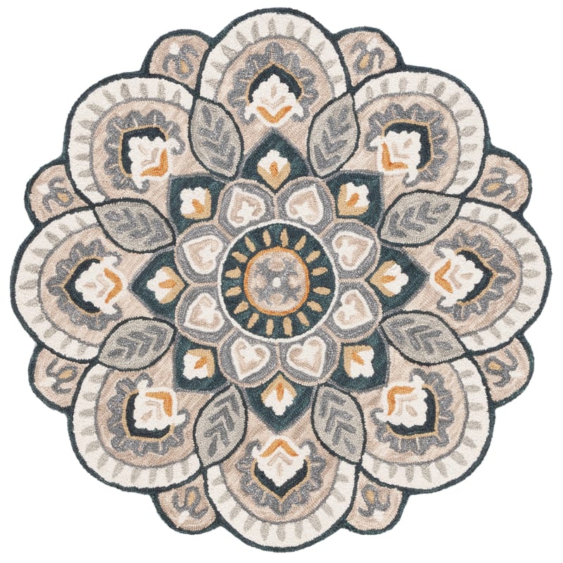 SAFAVIEH Handmade Novelty Urtza Ornate Flower Wool Rug