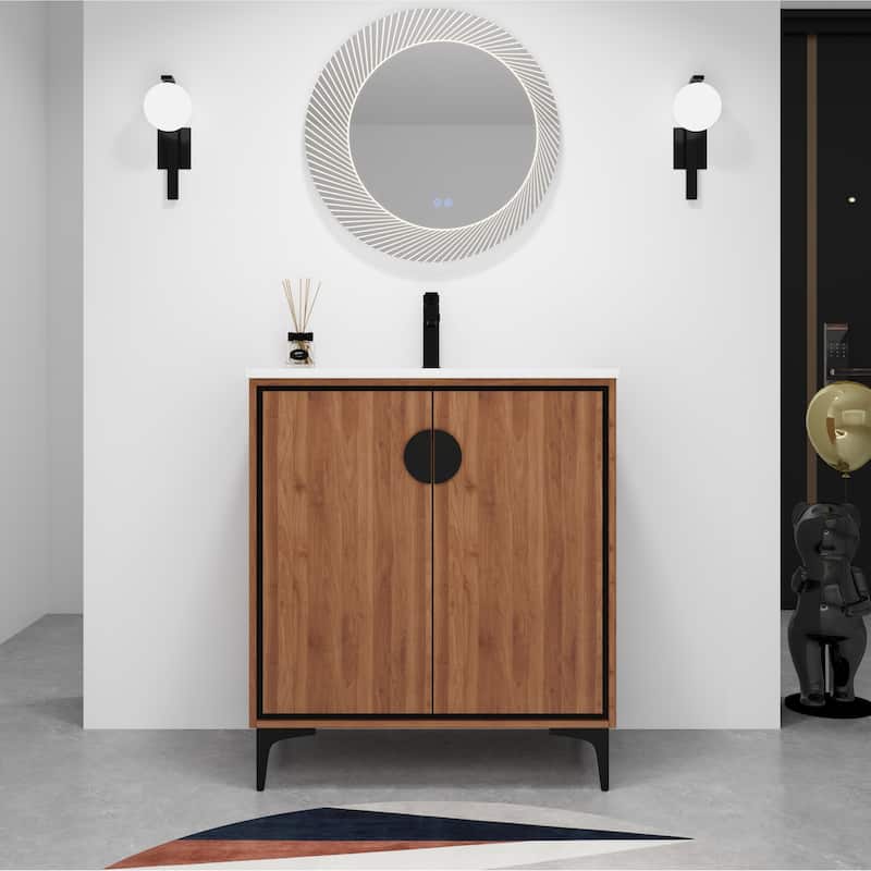 Malwee 24"/30" FreeStanding Bathroom Vanity, Floor Stand Bathroom Vanity with Sink,Soft Close Door and Adjustable shelf - 30.00×18.31"×33.86"