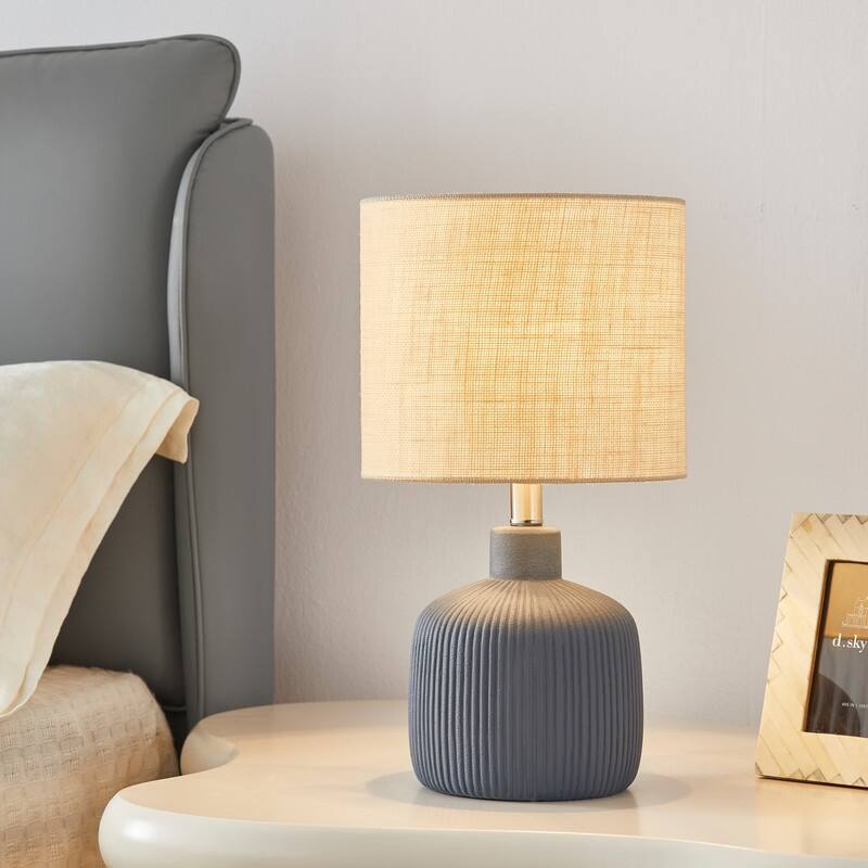KAWOTI Fluted Ceramic Table Lamp (H18.25" x W10" x D10")