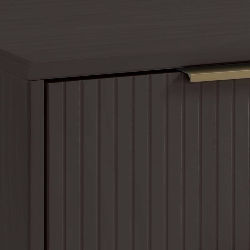 Modern Nightstand with 2 Drawers Ribbed Texture Solid Wood Construction