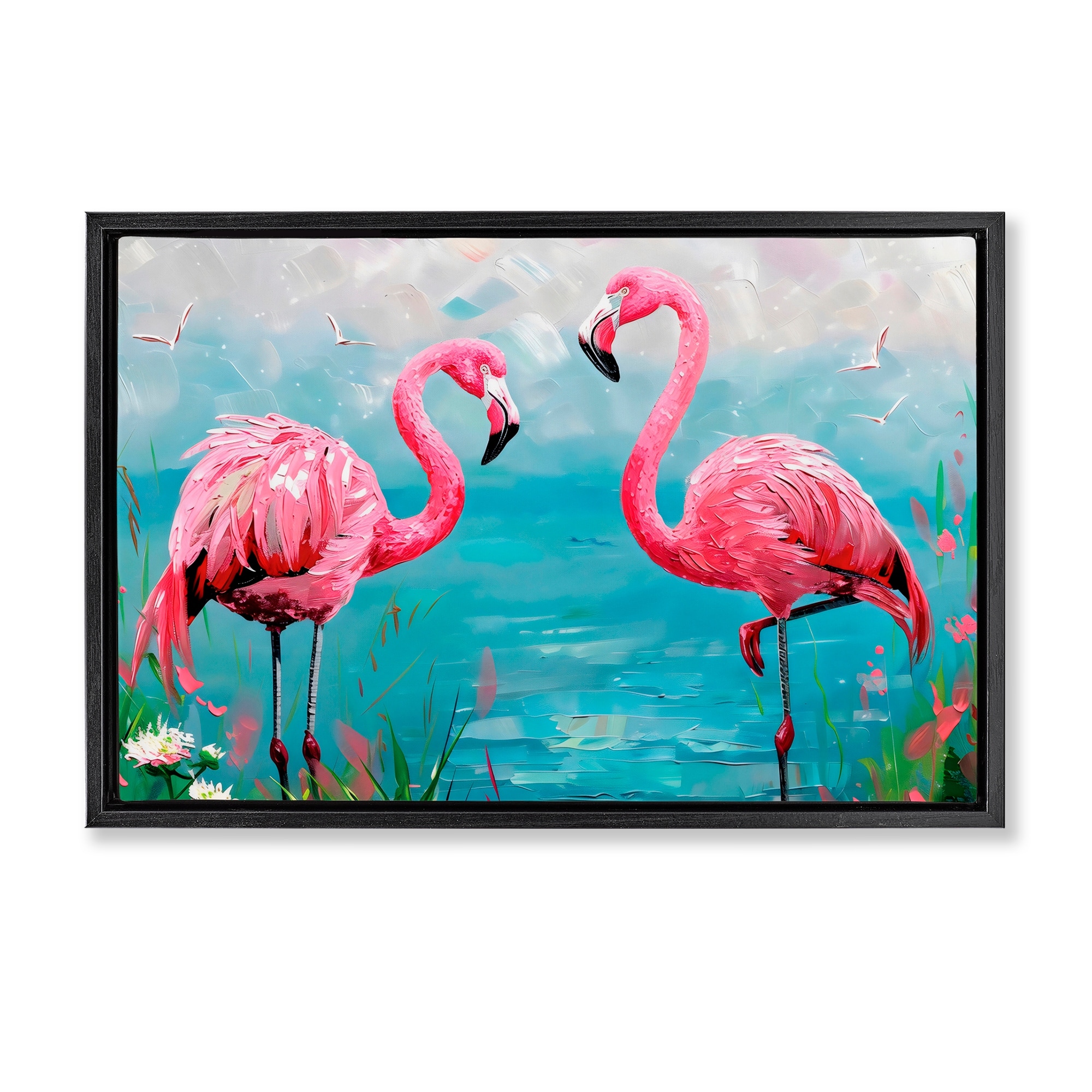 Stupell Flamingo Lagoon Duo Framed Floater Canvas Wall Art Design By LSR Design Studio