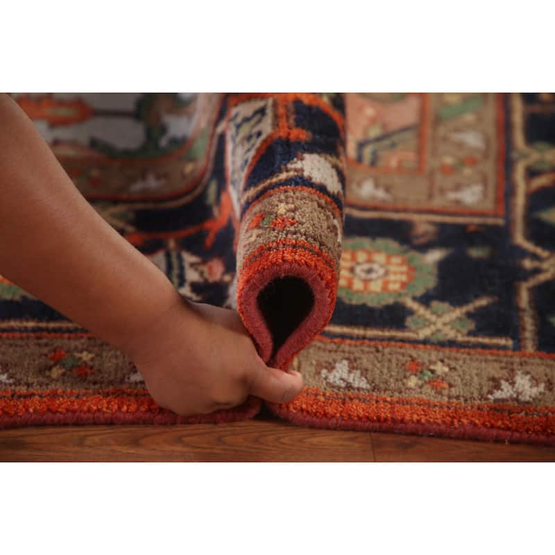 Orange Heriz-Serapi Oriental Area Rug Handmade Wool Carpet - 8'9" x 11'10"