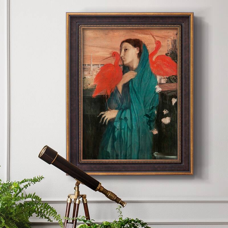 Young Woman with Ibis Premium Framed Canvas- Ready to Hang
