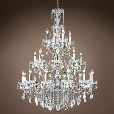 Heritage 24 Light 36" Chrome Chandelier with Clear Swarovski Crystals - 49.00