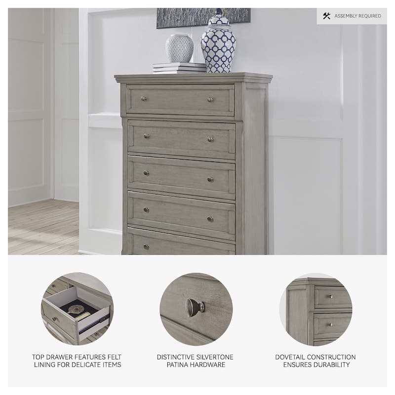 Signature Design by Ashley Canterbury Burnished Grey Five Drawer Chest