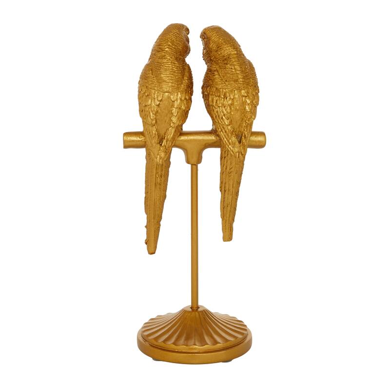 Gold Polystone Parrot Decorative Sculpture - 3 x 3 x 9