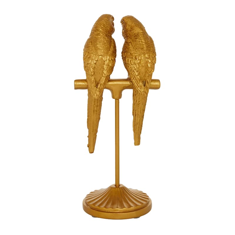 Polystone Parrot Sculpture - Gold - Roche River Decor - 3"W x 3"L x 9"H