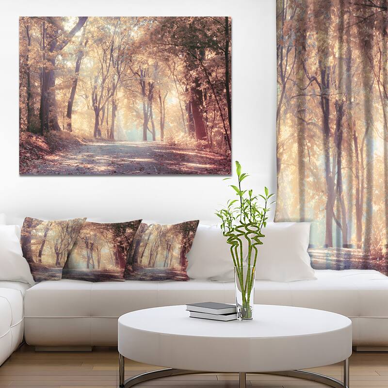 Designart "Golden Autumn Beautiful Forest" Landscape Artwork Canvas Print - 40 in. wide x 30 in. high - 1 Panel