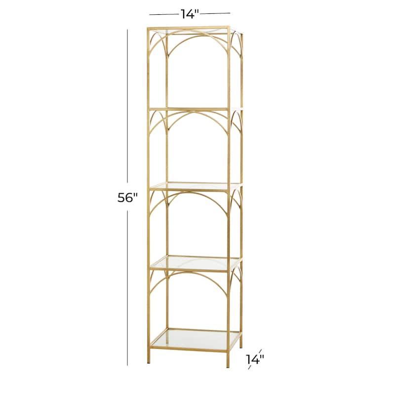Metal 5 Shelf Shelving Unit - Gold - Roche River Decor - 14"Wx14"Lx56"H