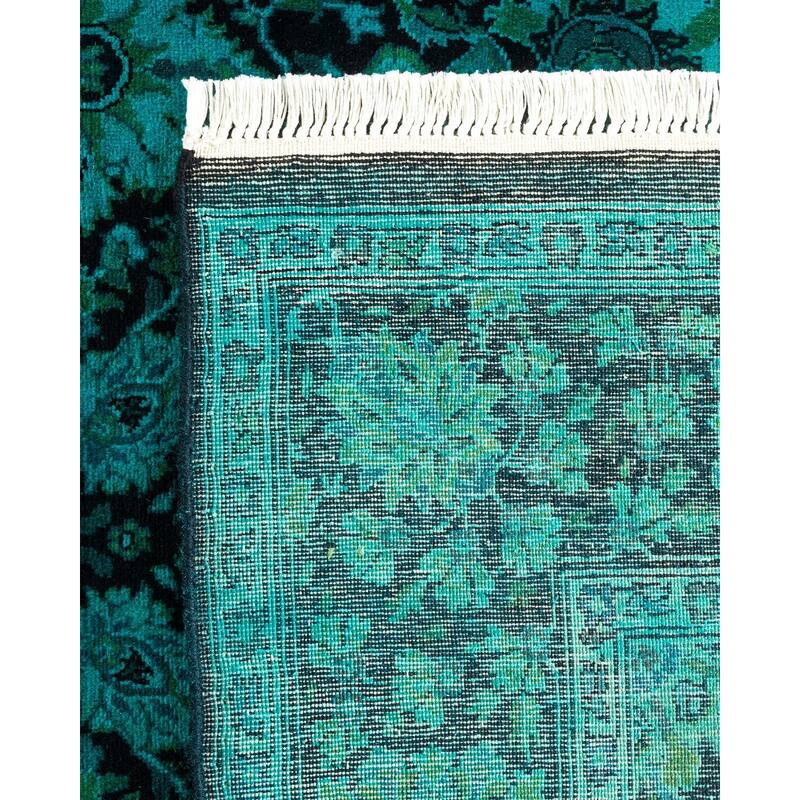 Overton Hand Knotted Wool Vintage Inspired Modern Contemporary Overdyed Black Area Rug - 4' 1" x 6' 1"