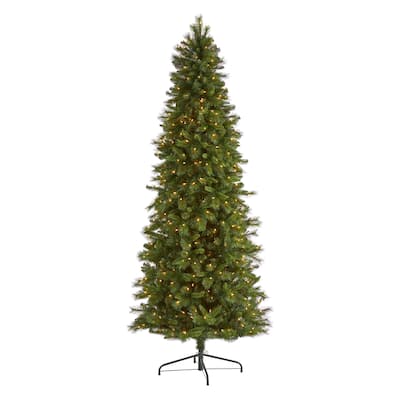 9’ Pre-lit Slim West Virginia Pine Artificial Christmas Tree, Clear LED Lights - 9 Foot