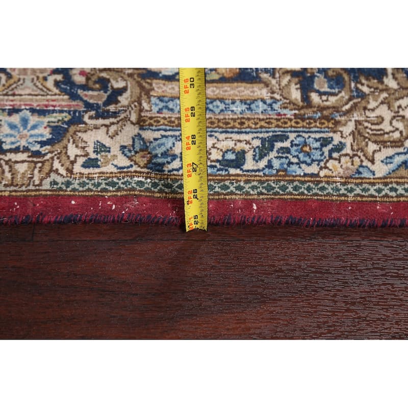 Antique Vegetable Dye Floral Kerman Persian Wool Area Rug Hand-knotted - 11'0" x 14'5"