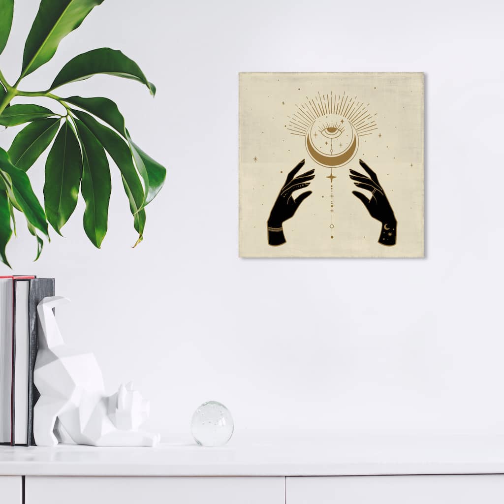 Wynwood Studio Canvas Spiritual and Religious Celestial Hands 2 Gold and Modern & Contemporary Wall Art Canvas Print