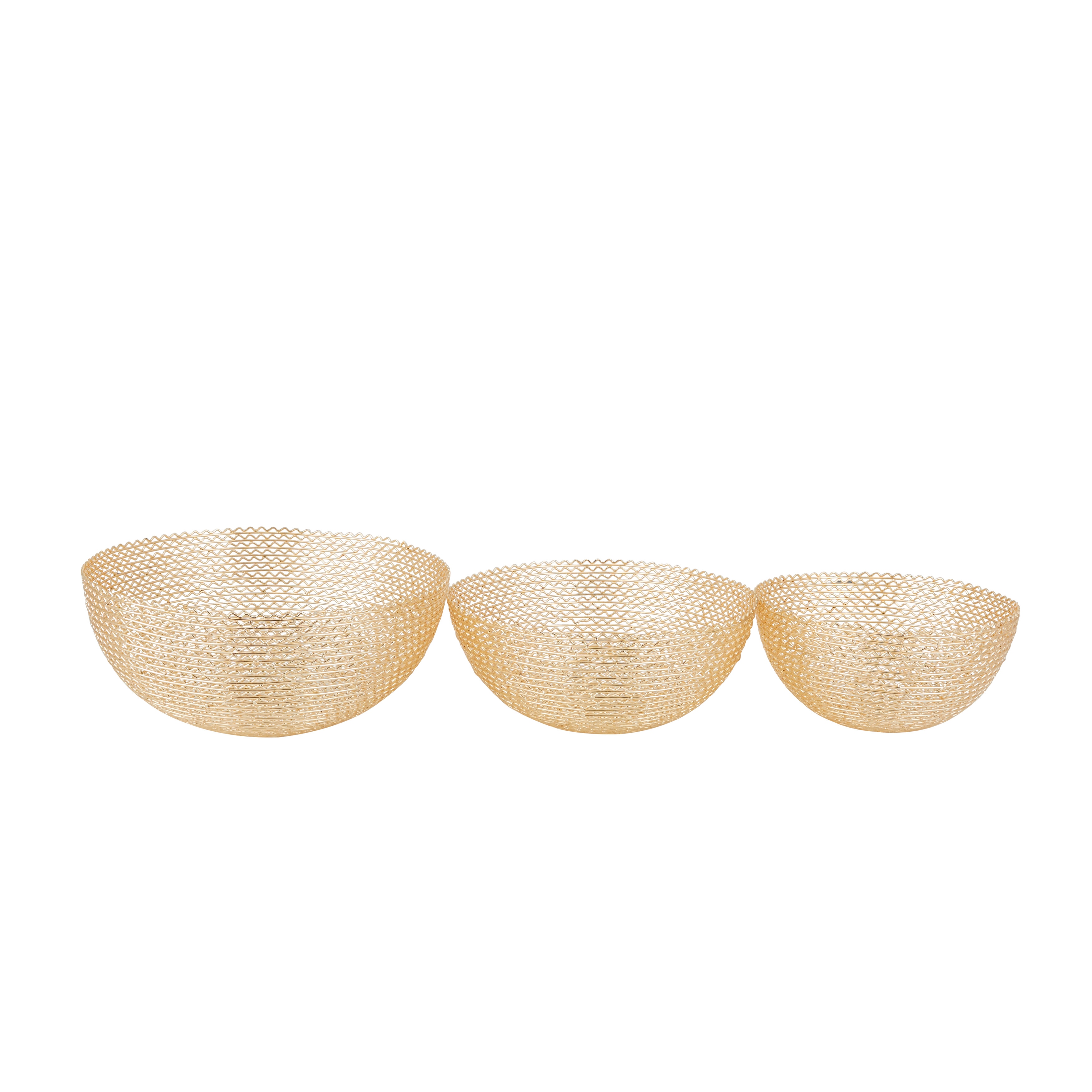 CosmoLiving by Cosmopolitan Gold Metal Decorative Decorative Bowl (Set of 3) - 16 x 16 x 7 Round