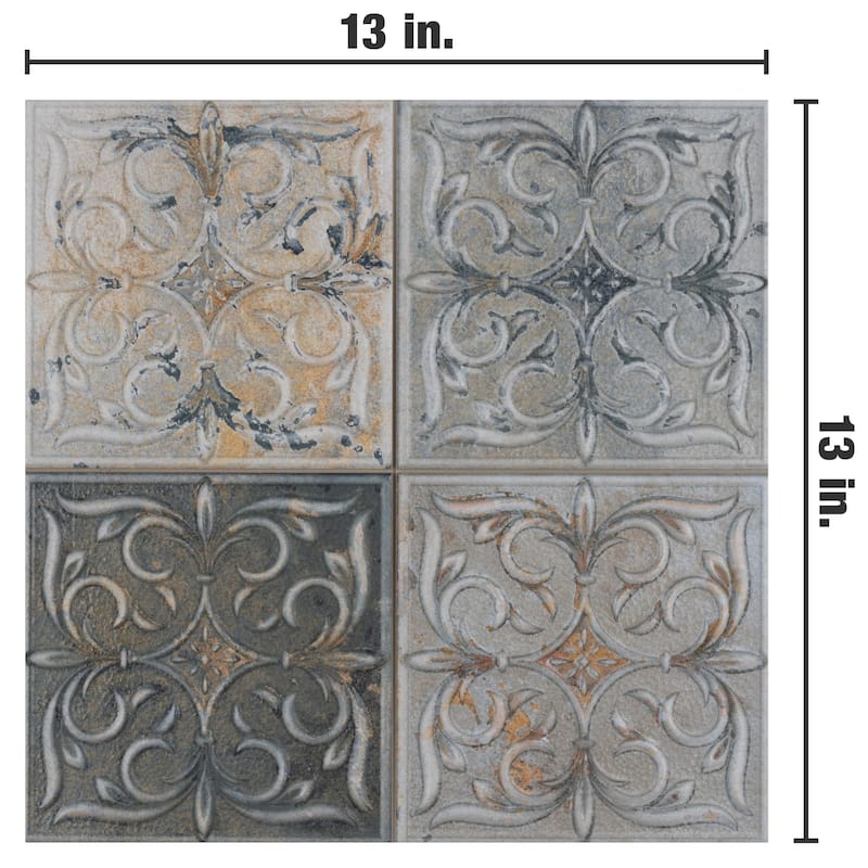 Merola Tile Antigua Lis Mix 13" x 13" Porcelain Wall Tile