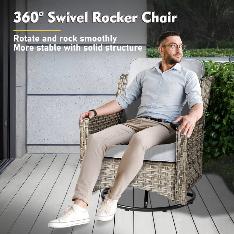 XIZZI 11-piece Patio Rattan Wicker Furniture Set with Fire Pit Table