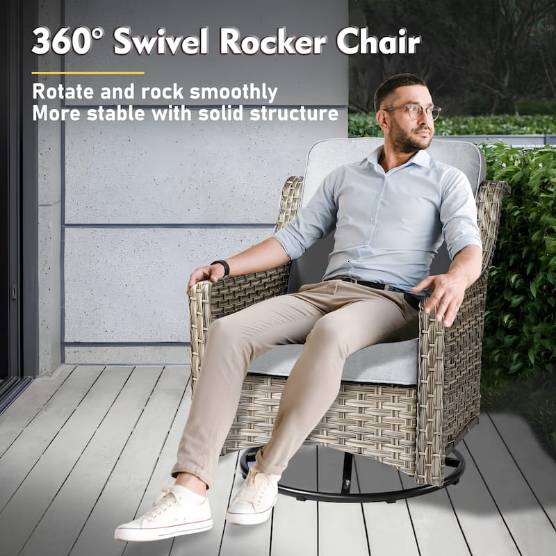 XIZZI 8-piece Patio Furniture Set Wicker Outdoor Seating Swivel Chairs