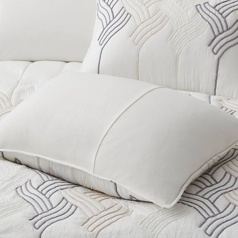 All Season Rope Embroidery Comforter Set, Elegant Quilted Down Alternative Bedding Set