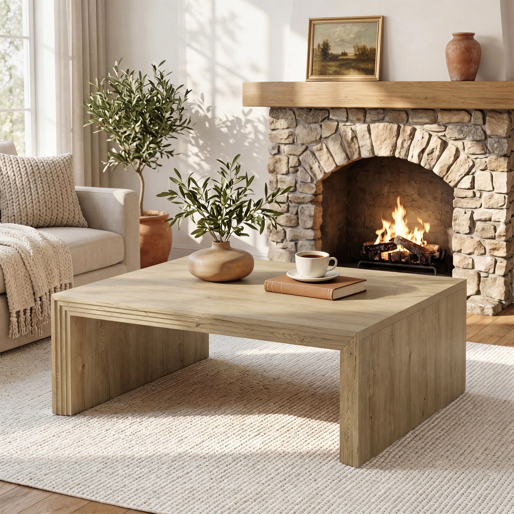 Rectangle Coffee Table, 47-Inch Wooden Rectangular Center Table