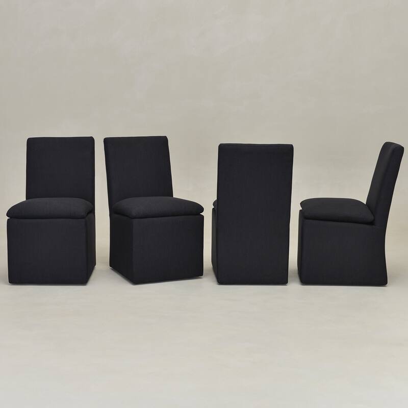 KINWELL 21"W Performance Fabric Dining Chair with Casters (Set of 4)