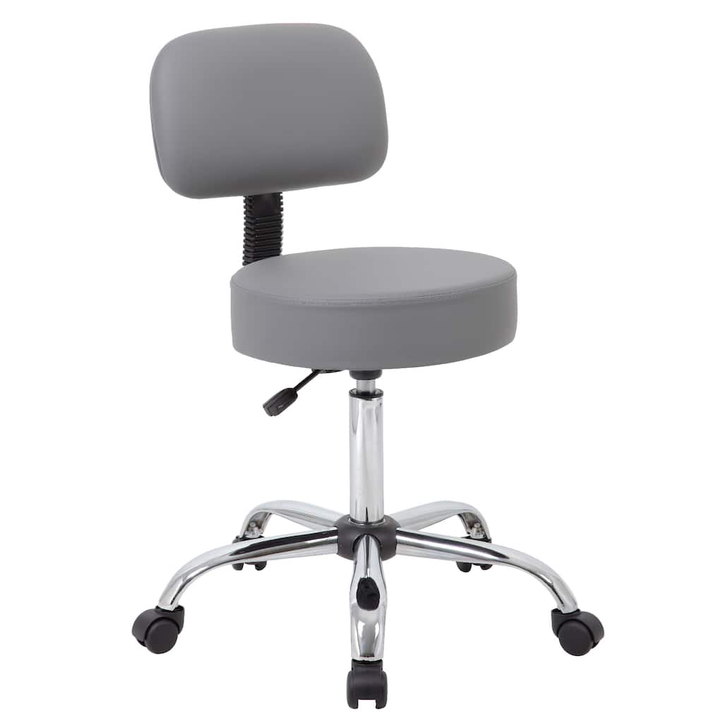 Fea Medical Drafting Swivel Stool, Round Gray Padded Seat & Low Back