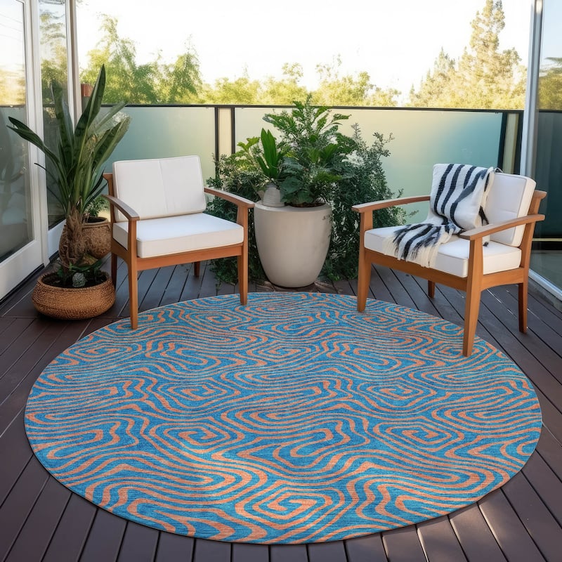 Machine Washable Indoor/ Outdoor Modern Trance Chantille Rug