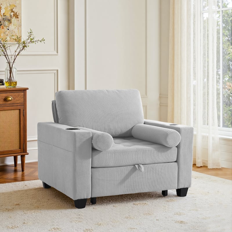 39" Adjustable Recline Convertible Sleeper Accent Chair with USB Port